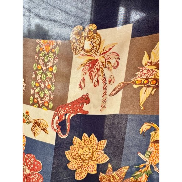 Vintage SALVATORE FERRAGAMO Navy Patchwork Silk Twill 34" x 33" Square Scarf - Picture 13 of 15